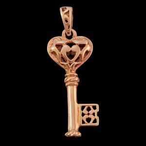 Gold Over Sterling Filigree Heart Key Pendant